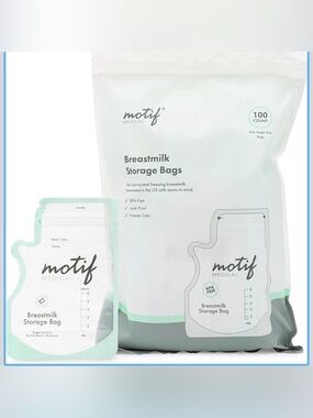 Motif Medical Mint & White Breastmilk Storage Bags - 100 Count